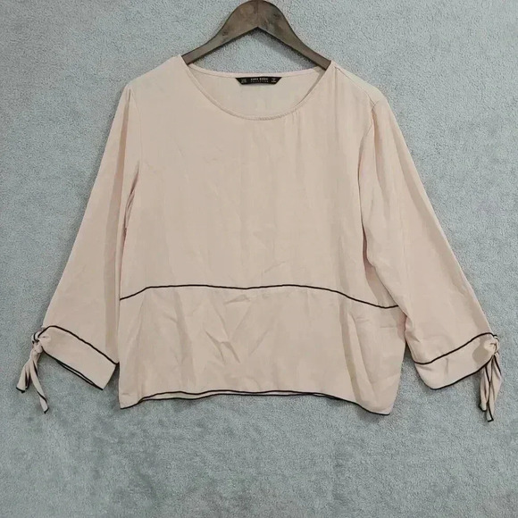 Zara Cream Blouse with Black Trim - Picture 1 of 7